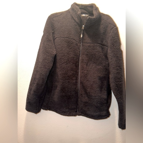The North Face men’s zip up black fuzzy Sherpa jacket M Sherpa warm winter - Picture 1 of 11